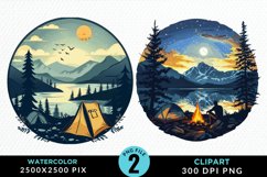 Watercolor Camping Graphics Clipart Product Image 1