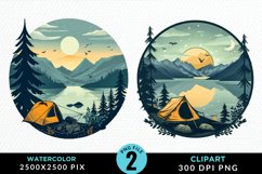 Watercolor Camping Fun Clipart Product Image 1