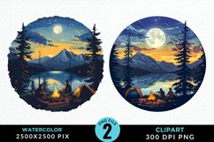 Watercolor Camping Fun Clipart Product Image 1