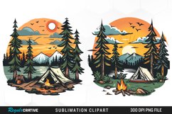 Watercolor Camping Set Clipart Product Image 1