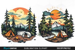 Watercolor Camping Set Clipart Product Image 1