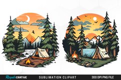 Watercolor Camping Set Clipart Product Image 1