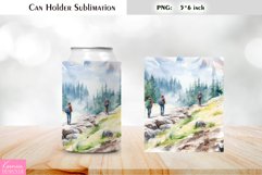 Hiking Can Cooler Wrap |Watercolor Can Holder Sublimation Product Image 1