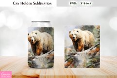 White Bear Can Cooler Wrap|Watercolor Can Holder Sublimation Product Image 1