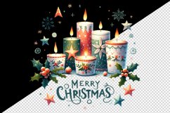 Watercolor candles snowflakes holly Merry Christmas greeting quote print 20 oz tumbler skinny mug wrap clipart t-shirt sublimation printable design