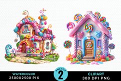 Watercolor Candyland House Art Clipart Product Image 1