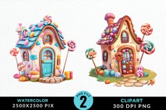 Watercolor Candyland House Design Clipart Product Image 1