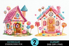 Watercolor Candyland House Art Clipart Product Image 1