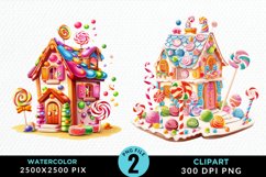 Watercolor Candyland House Art Clipart Product Image 1