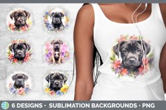 Bundle of six Wild Flowers Cane Corsos Grunge Background designs.