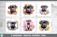 Bundle of six Wild Flowers Cane Corsos Paper Backgrounds designs.