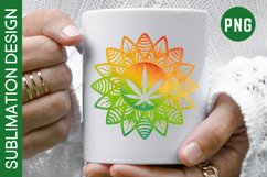 Watercolor Cannabis Mandala Sublimation Design Product Image 3