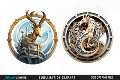 Watercolor Capricorn symbol Playground Design Clipart Product Image 1