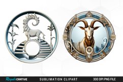 Watercolor Capricorn symbol Playground Design Clipart Product Image 1