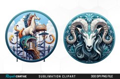 Watercolor Capricorn symbol Playground Design Clipart Product Image 1