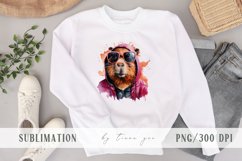 Cute watercolor capybara in sunglasses clipart- 1 png file Product Image 3