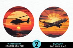 Watercolor Cargo Airplane Design Clipart Product Image 1