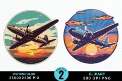 Watercolor Cargo Airplane Graphic Clipart Product Image 1