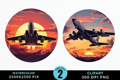 Watercolor Cargo Airplane Design Clipart Product Image 1