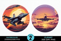 Watercolor Cargo Airplane Graphic Clipart Product Image 1