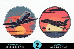 Watercolor Cargo Airplane Design Clipart Product Image 1