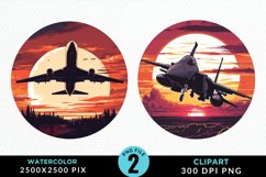 Watercolor Cargo Airplane Graphic Clipart Product Image 1