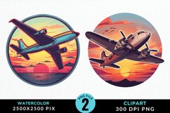Watercolor Cargo Airplane Design Clipart Product Image 1