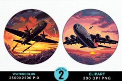 Watercolor Cargo Airplane Graphic Clipart Product Image 1