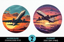 Watercolor Cargo Airplane Graphic Clipart Product Image 1