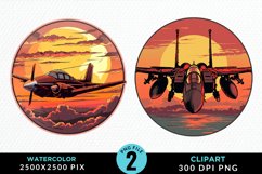 Watercolor Cargo Airplane Clipart Bundle Product Image 3