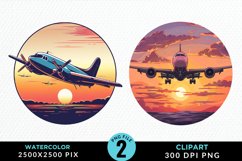 Watercolor Cargo Airplane Clipart Bundle Product Image 2