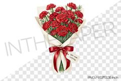 Red Carnation Flower Bouquet PNG Clipart Flower Watercolor Product Image 1
