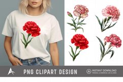Watercolor Carnation Flower Clipart Product Image 1