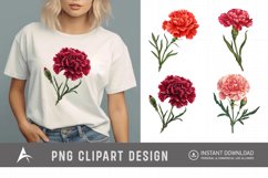 Watercolor Carnation Flower Clipart Product Image 1