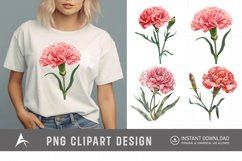 Watercolor Carnation Flower Clipart Product Image 1