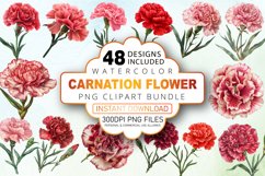 Watercolor Carnation Flower Clipart Bundle Product Image 1