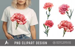 Watercolor Carnation Flower Clipart Product Image 1