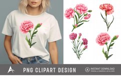 Watercolor Carnation Flower Clipart Product Image 1