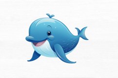 Cute Cartoon Blue Whale Watercolor Sublimation Clipart Product Image 5