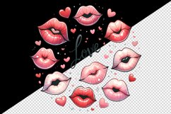 Watercolor cartoon lips sending kisses Love quote Valentine Day print 20 oz tumbler skinny mug wrap clipart t-shirt sublimation printable design