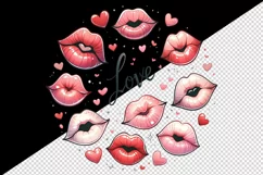 Watercolor cartoon lips sending kisses Love quote Valentine Day print 20 oz tumbler skinny mug wrap clipart t-shirt sublimation printable design