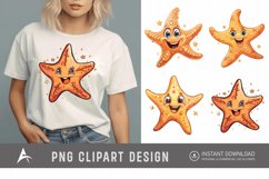 Watercolor cute cartoon Starfish smiling Clipart Product Image 1