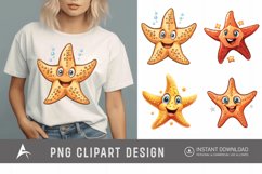 Watercolor cute cartoon Starfish smiling Clipart Product Image 1