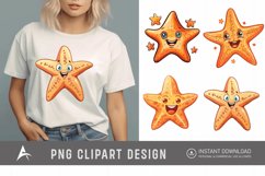Watercolor cute cartoon Starfish smiling Clipart Product Image 1