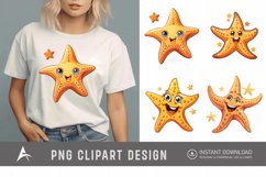Watercolor cute cartoon Starfish smiling Clipart Product Image 1
