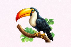 Cute Cartoon Toucan Watercolor Sublimation Clipart Product Image 6
