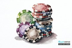 Watercolor Casino Chips PNG Clipart Product Image 1