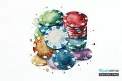 Watercolor Casino Chips PNG Clipart Product Image 1