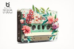 Watercolor Cassette Spring Flower Bundle, Sublimation PNG Product Image 10