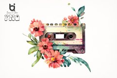 Watercolor Cassette Spring Flower Bundle, Sublimation PNG Product Image 2